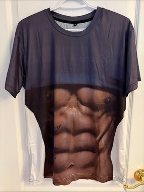 Men's Graphic Compression T-Shirt — Gray/Brown Torso Print
